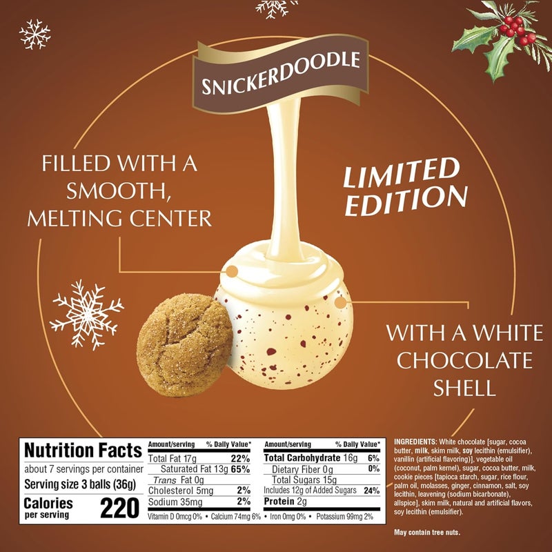 Lindt LINDOR Holiday Snickerdoodle White Chocolate Truffles - Image 2